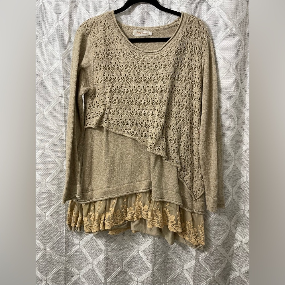 Cozy asymmetrical knit and lace sweater dress